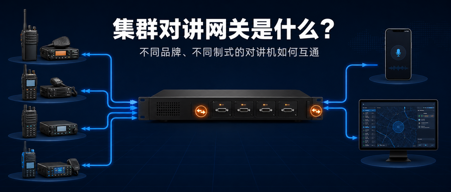 集群对讲网关连接不同品牌与不同制式对讲机、手机和指挥调度系统